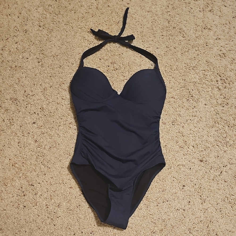 Cupshe Navy Halter One-Piece Swimsuit